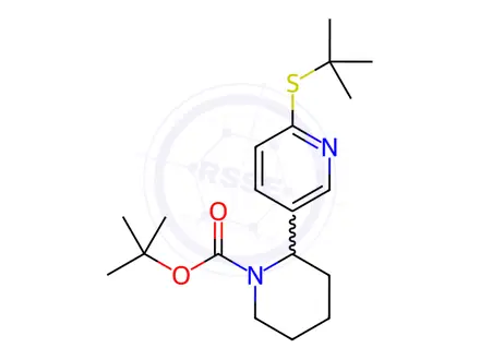 Chemical structure of tert-Butyl 2-(6-(tert-butylthio)pyridin-3-yl)piperidine-1-carboxylate