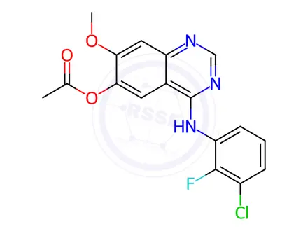 Chemical structure of 4-((3-Chloro-2-fluorophenyl)amino)-7-methoxyquinazolin-6-yl Acetate