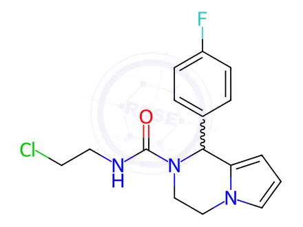 Chemical structure of N-(2-Chloroethyl)-1-(4-fluorophenyl)-3,4-dihydropyrrolo[1,2-a]pyrazine-2(1H)-carboxamide