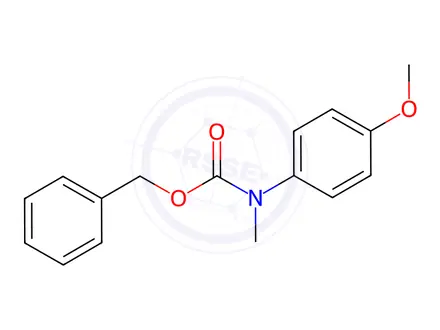 Chemical structure of Carbamic acid, N-(4-methoxyphenyl)-N-methyl-, phenylmethyl ester