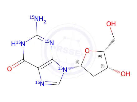 Chemical structure of 2-Deoxyguanosine-15N5