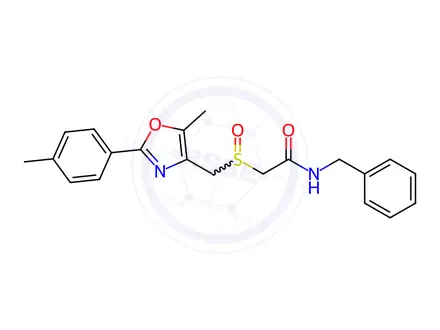 Chemical structure of Acetamide, 2-[[[5-methyl-2-(4-methylphenyl)-4-oxazolyl]methyl]sulfinyl]-N-(phenylmethyl)-