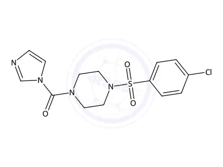 Chemical structure of 1-(4-Chlorobenzenesulfonyl)-4-(1h-imidazole-1-carbonyl)piperazine