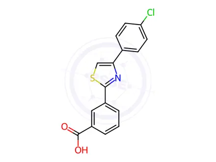 Chemical structure of 3-[4-(4-chlorophenyl)-1,3-thiazol-2-yl]benzoic acid