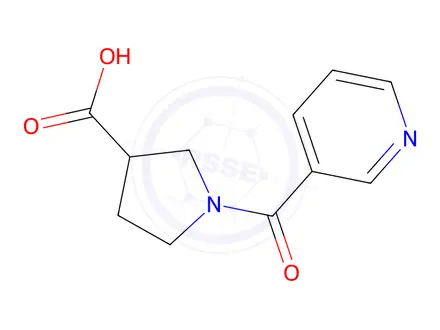 Chemical structure of 1-(pyridine-3-carbonyl)pyrrolidine-3-carboxylic acid