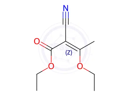 Chemical structure of ethyl 2-cyano-3-ethoxycrotonate