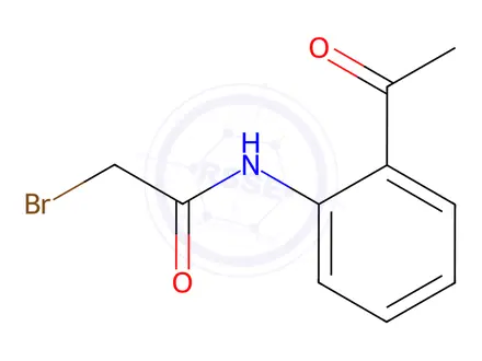 Chemical structure of N-(2-acetylphenyl)-2-bromoacetamide
