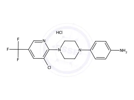 Chemical structure of 4-(4-(3-Chloro-5-(trifluoromethyl)pyridin-2-yl)piperazin-1-yl)aniline hydrochloride