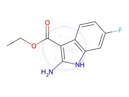 Chemical structure of ethyl 2-amino-6-fluoro-1H-indole-3-carboxylate