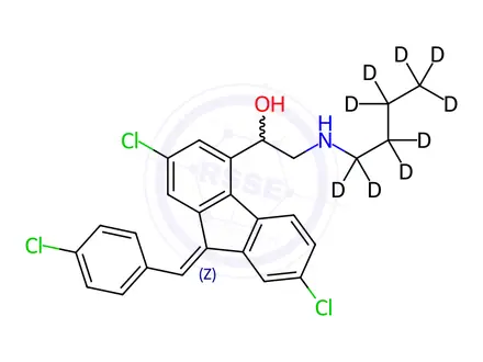 Chemical structure of Desbutyl Lumefantrine-d9