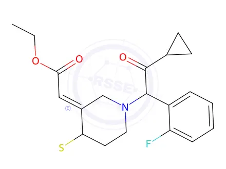 Chemical structure of (E)-[4-(Acetylthio)-1-[2-cyclopropyl-1-(2-fluorophenyl)-2-oxoethyl]-3-piperidinylidene]acetic Acid Ethyl Ester (Mixture of Diastereomers)