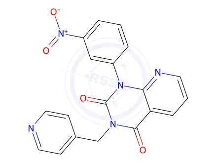 Chemical structure of 1-(3-Nitrophenyl)-3-(4-pyridinylmethyl)-pyrido[2,3-d]pyrimidine-2,3-(1H,3H)-dionehydrochloride