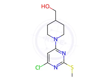 Chemical structure of (1-(6-Chloro-2-(methylthio)pyrimidin-4-yl)piperidin-4-yl)methanol