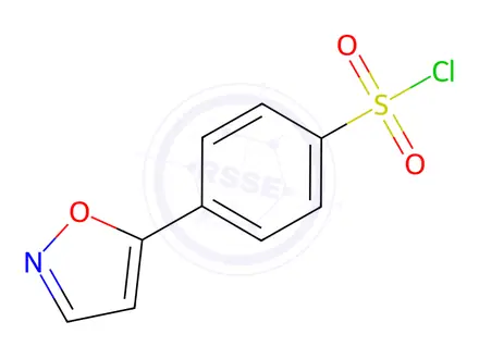 Chemical structure of 4-(1,2-oxazol-5-yl)benzene-1-sulfonyl chloride