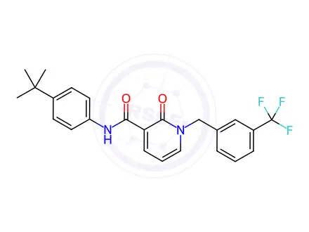 Chemical structure of N-(4-(tert-butyl)phenyl)-2-oxo-1-(3-(trifluoromethyl)benzyl)-1,2-dihydropyridine-3-carboxamide