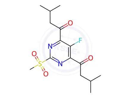 Chemical structure of 1-[5-Fluoro-6-(3-methylbutanoyl)-2-(methylsulfonyl)-4-pyrimidinyl]-3-methyl-1-butanone