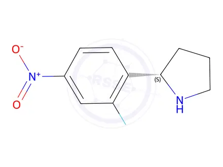Chemical structure of (S)-2-(2-fluoro-4-nitrophenyl)pyrrolidine