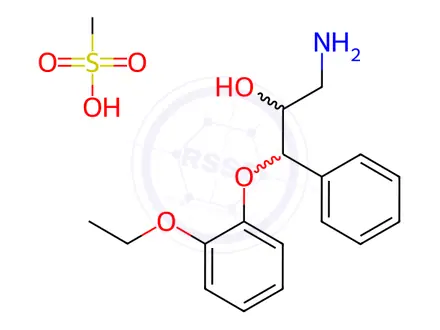 Chemical structure of (2RS,3RS)-1-Amino-3-(2-ethoxyphenoxy)-2-hydroxy-3-phenylpropane Methanesulfonate Salt