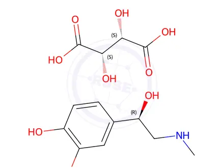 Chemical structure of (R)-4-(1-Hydroxy-2-(methylamino)ethyl)benzene-1,2-diol (2R,3R)-2,3-dihydroxysuccinate