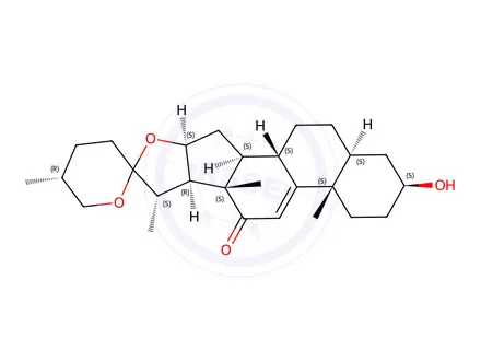 Chemical structure of (25R)-3β-Hydroxy-5α-spirost-9(11)-en-12-one
