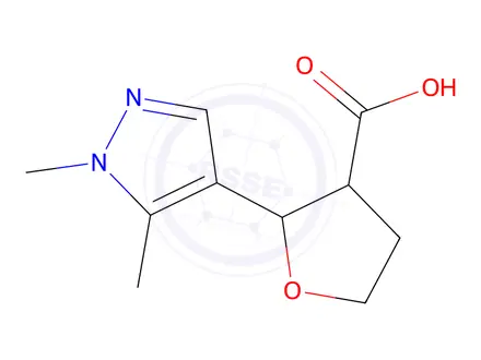 Chemical structure of 2-(1,5-Dimethyl-1h-pyrazol-4-yl)tetrahydrofuran-3-carboxylic acid