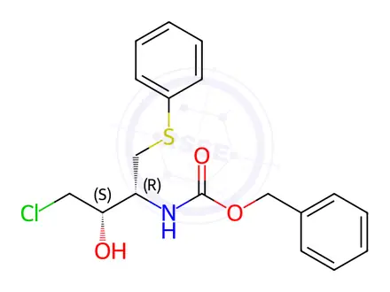 Chemical structure of (2S,3R)-3-Carbobenzyloxyamino-1-chloro-4-phenylthio-butan-2-ol