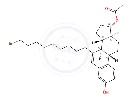 Chemical structure of (8R,9S,13S,14S,17S)-7-(9-bromononyl)-3-hydroxy-13-methyl-9,11,12,13,14,15,16,17-octahydro-8H-cyclopenta[a]phenanthren-17-yl acetate