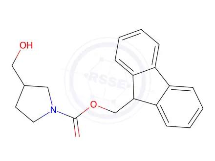 Chemical structure of 9H-fluoren-9-ylmethyl 3-(hydroxymethyl)pyrrolidine-1-carboxylate
