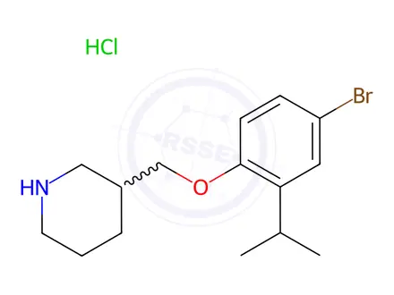 Chemical structure of 3-[(4-Bromo-2-isopropylphenoxy)methyl]piperidine hydrochloride