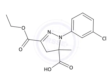 Chemical structure of 1-(3-Chlorophenyl)-3-(ethoxycarbonyl)-5-methyl-4,5-dihydro-1h-pyrazole-5-carboxylic acid