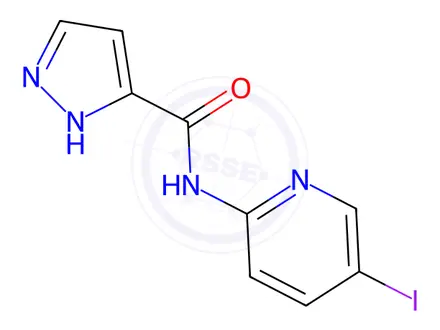 Chemical structure of N-(5-iodopyridin-2-yl)-1H-pyrazole-5-carboxamide