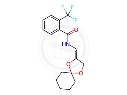 Chemical structure of N-((1,4-Dioxaspiro[4.5]decan-2-yl)methyl)-2-(trifluoromethyl)benzamide