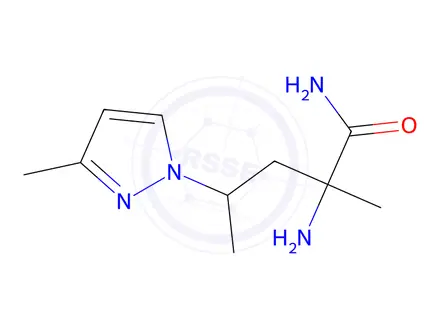 Chemical structure of 2-Amino-2-methyl-4-(3-methyl-1h-pyrazol-1-yl)pentanamide