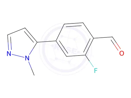 Chemical structure of 2-Fluoro-4-(1-methyl-1h-pyrazol-5-yl)benzaldehyde