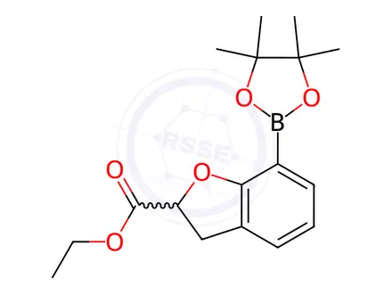 Chemical structure of Ethyl 7-(tetramethyl-1,3,2-dioxaborolan-2-yl)-2,3-dihydro-1-benzofuran-2-carboxylate