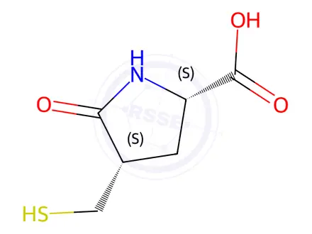 Chemical structure of Proline, 4-(mercaptomethyl)-5-oxo-, cis-(9CI)