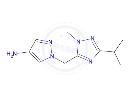Chemical structure of 1-((3-Isopropyl-1-methyl-1h-1,2,4-triazol-5-yl)methyl)-1h-pyrazol-4-amine