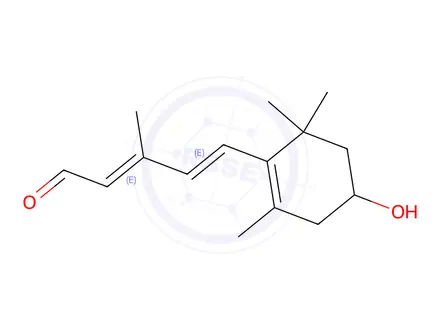 Chemical structure of (2E,4E)-5-(4-Hydroxy-2,6,6-trimethyl-1-cyclohexen-1-yl)-3-methyl-2,4-pentadienal