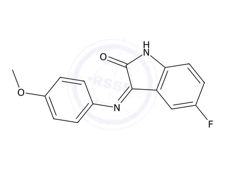 Chemical structure of 1326527-34-7 5-Fluoro-3-(4-methoxy-phenylimino)-1,3-dihydro-indol-2-one