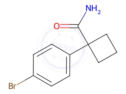 Chemical structure of 1-(4-bromophenyl)cyclobutane-1-carboxamide