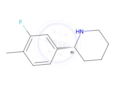 Chemical structure of (R)-2-(3-fluoro-4-methylphenyl)piperidine
