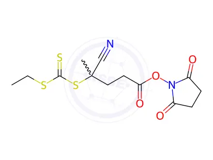 Chemical structure of 2,5-Dioxopyrrolidin-1-yl 4-cyano-4-(((ethylthio)carbonothioyl)thio)pentanoate