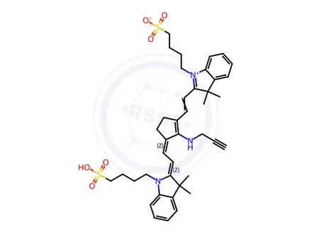 Chemical structure of 4-(2-(2-(3-(2-(3,3-Dimethyl-1-(4-sulfobutyl)indolin-2-ylidene)ethylidene)-2-(prop-2-yn-1-ylamino)cyclopent-1-en-1-yl)vinyl)-3,3-dimethyl-3H-indol-1-ium-1-yl)butane-1-sulfonate