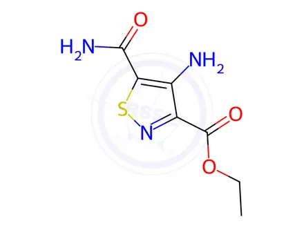 Chemical structure of Ethyl 4-amino-5-carbamoylisothiazole-3-carboxylate