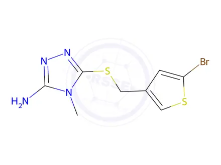 Chemical structure of 5-(((5-Bromothiophen-3-yl)methyl)thio)-4-methyl-4h-1,2,4-triazol-3-amine
