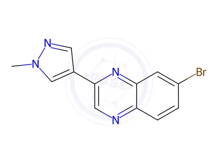 Chemical structure of 7-bromo-2-(1-methyl-1H-pyrazol-4-yl)Quinoxaline