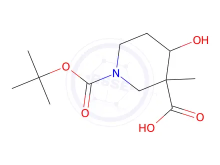 Chemical structure of 4-Hydroxy-3-methyl-1-[(2-methylpropan-2-yl)oxycarbonyl]piperidine-3-carboxylic acid