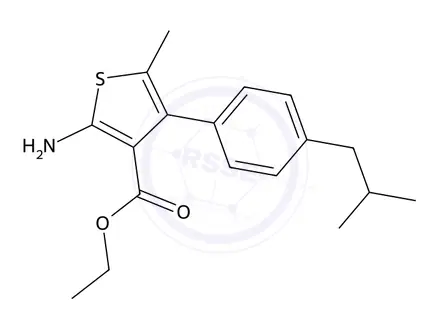 Chemical structure of Ethyl 2-amino-4-(4-isobutylphenyl)-5-methylthiophene-3-carboxylate