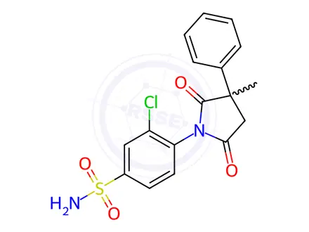 Chemical structure of 3-Chloro-4-(3-methyl-2,5-dioxo-3-phenyl-1-pyrrolidinyl)benzenesulfonamide