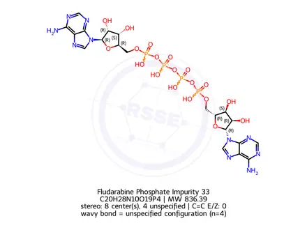 Chemical structure of Adenosine 5'-(pentahydrogen tetraphosphate), 5'->5'-ester with adenosine, trilithium salt